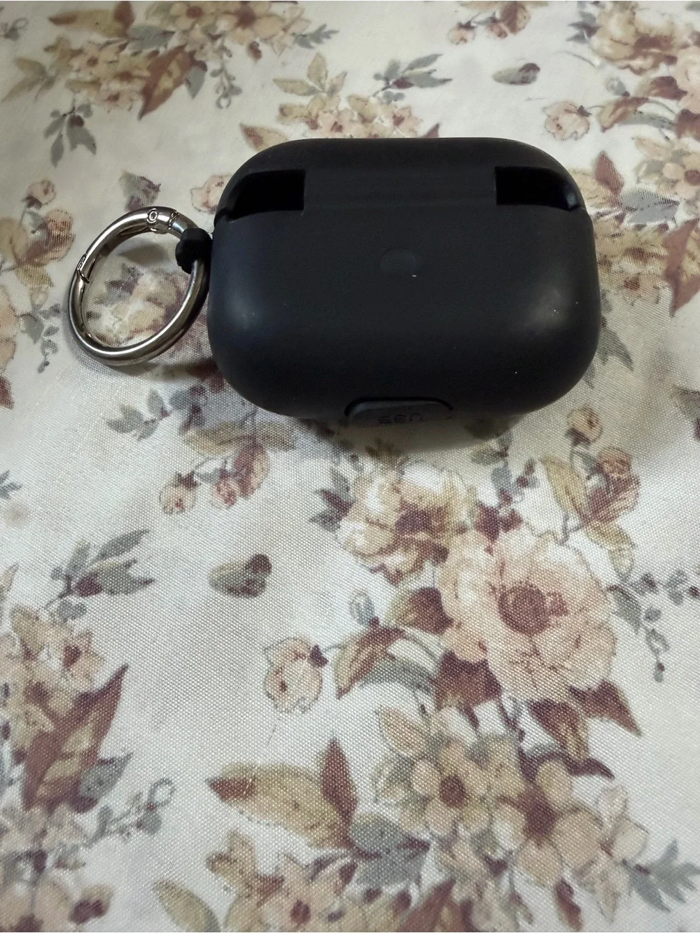 TOUS Black Earbud Charging Case Cover with Silver Keyring Promax
